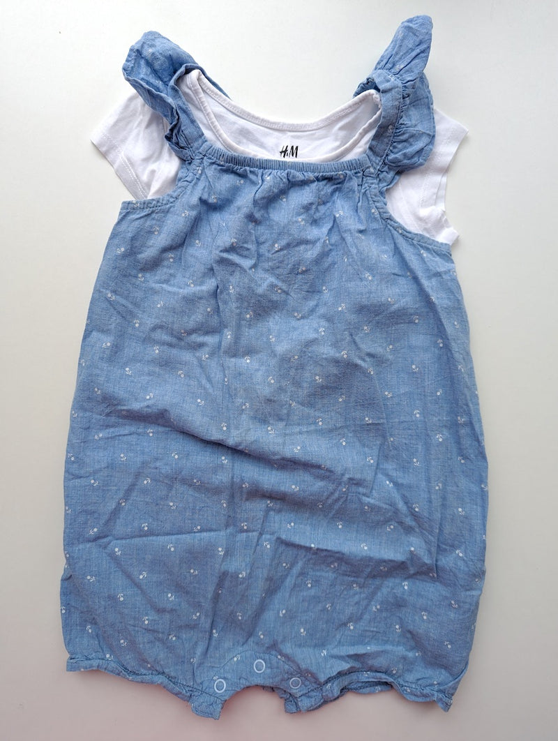 Dünner Sommereinteiler mit T-Shirt - H&M, Mädchen Gr.92
