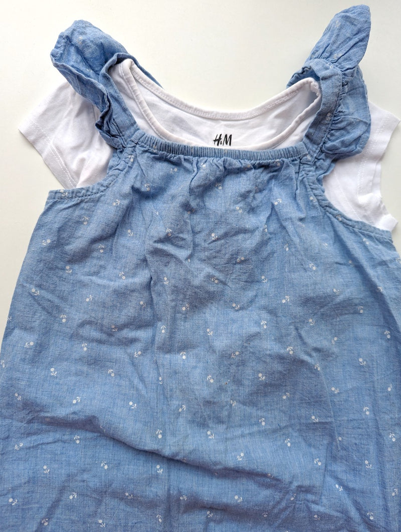 Dünner Sommereinteiler mit T-Shirt - H&M, Mädchen Gr.92