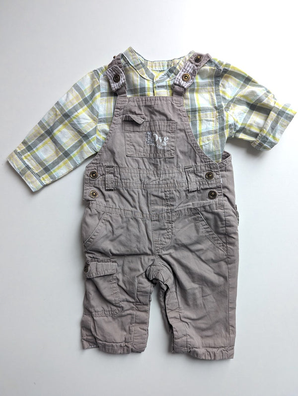 Outfit, Latzhose mit Hemd - Vertbaudet, Junge Gr.62