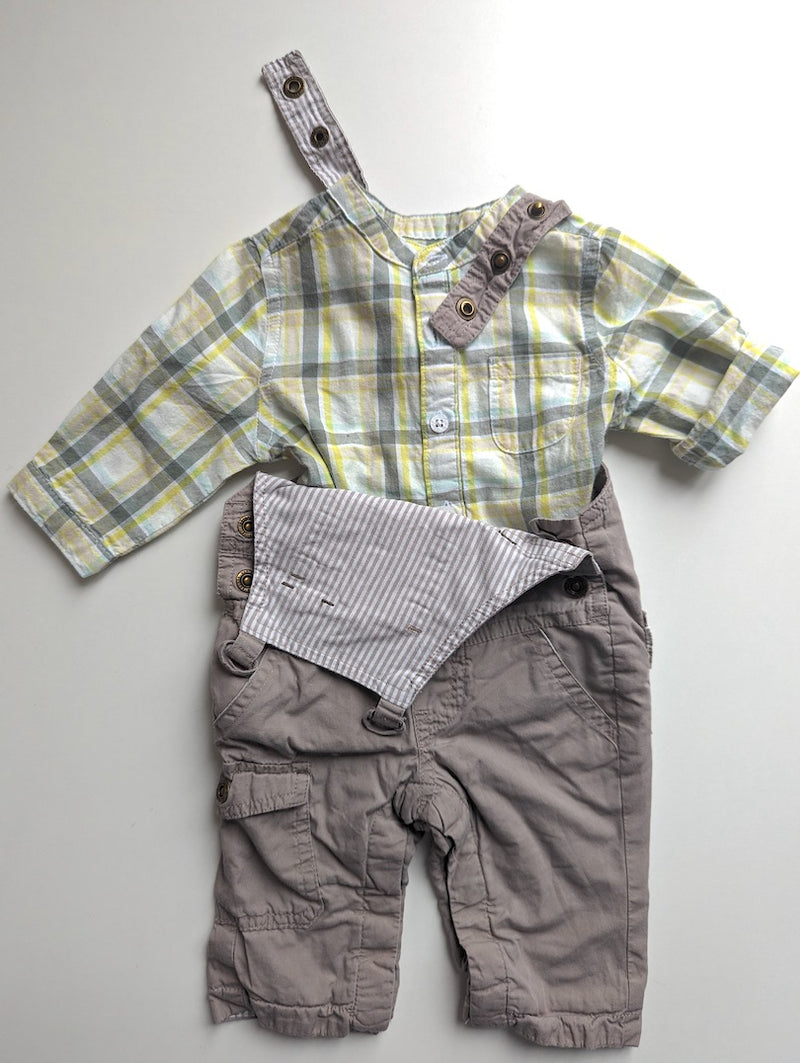 Outfit, Latzhose mit Hemd - Vertbaudet, Junge Gr.62