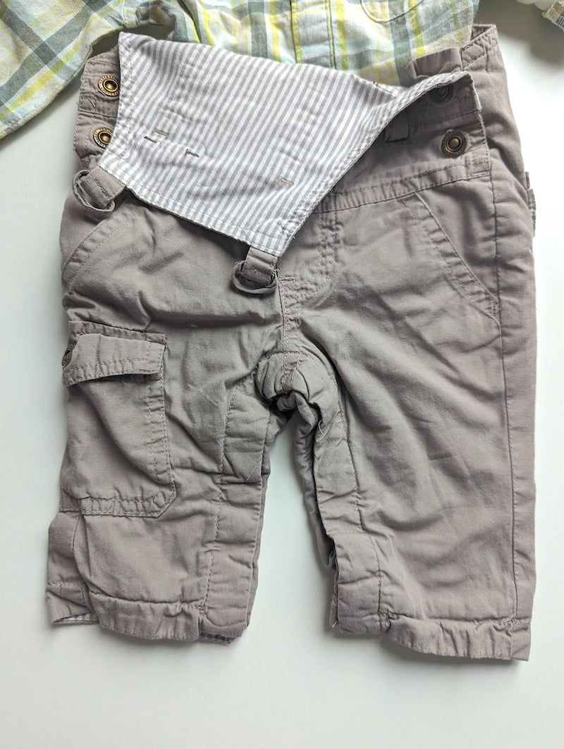 Outfit, Latzhose mit Hemd - Vertbaudet, Junge Gr.62
