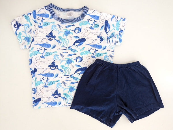 Kurzer Schlafanzug, Im Meer - Petit Bateau, Junge Gr.92/98