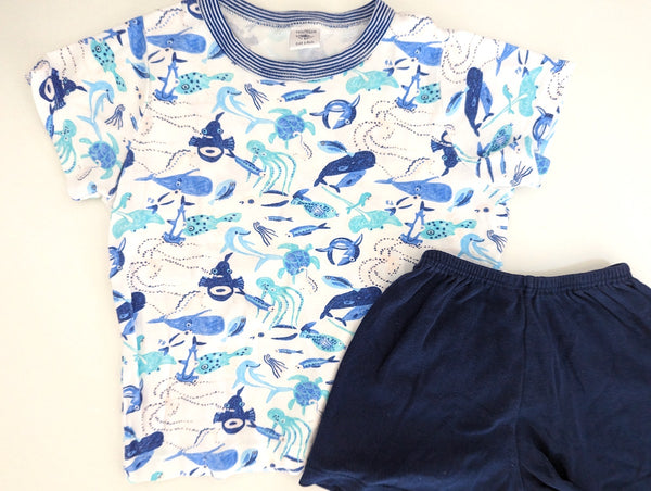 Kurzer Schlafanzug, Im Meer - Petit Bateau, Junge Gr.92/98