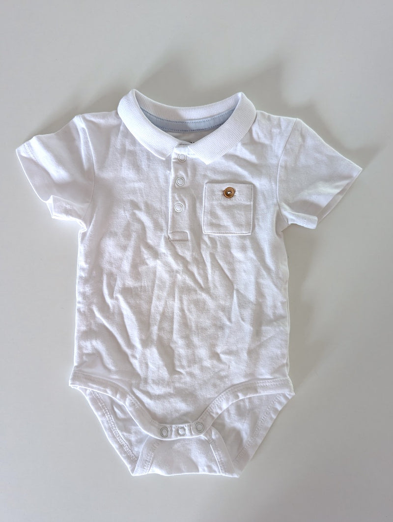 Kurzarmbody mit Kragen, weiß - Vertbaudet, Junge Gr.56/62