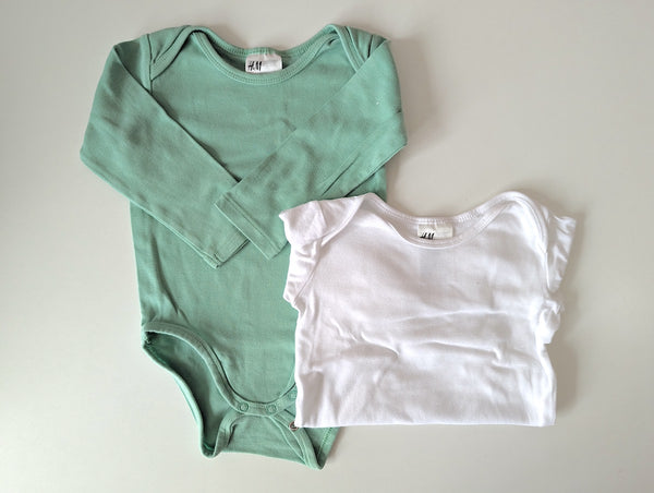 2er-Set, Bodys langarm - H&M, Unisex Gr.80