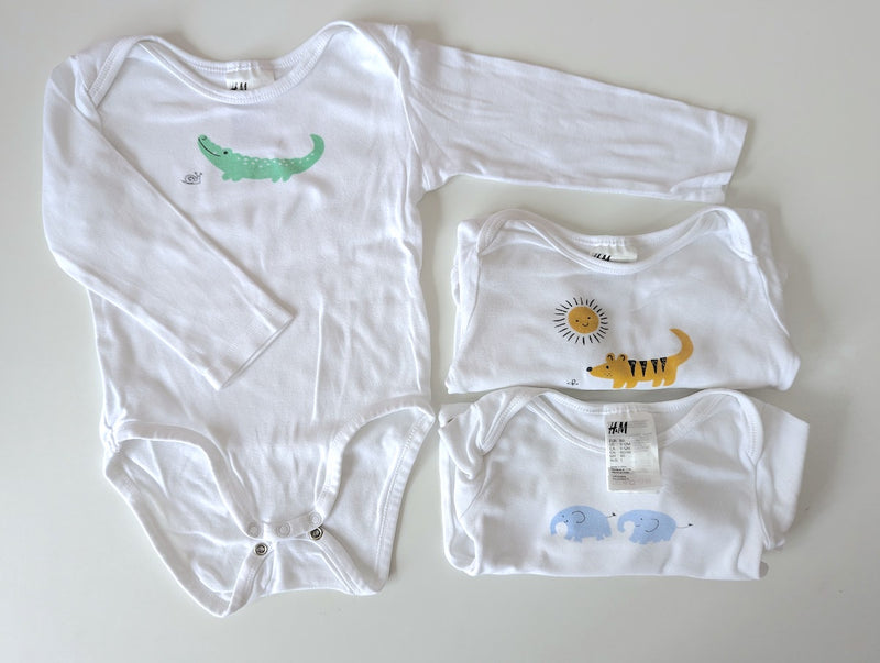 3er-Set, Langarmbodys - H&M, Unisex Gr.80