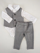 Festliches Outfit: Bodyhemd mit Weste und Hose - GYMP, Junge Gr.68/74