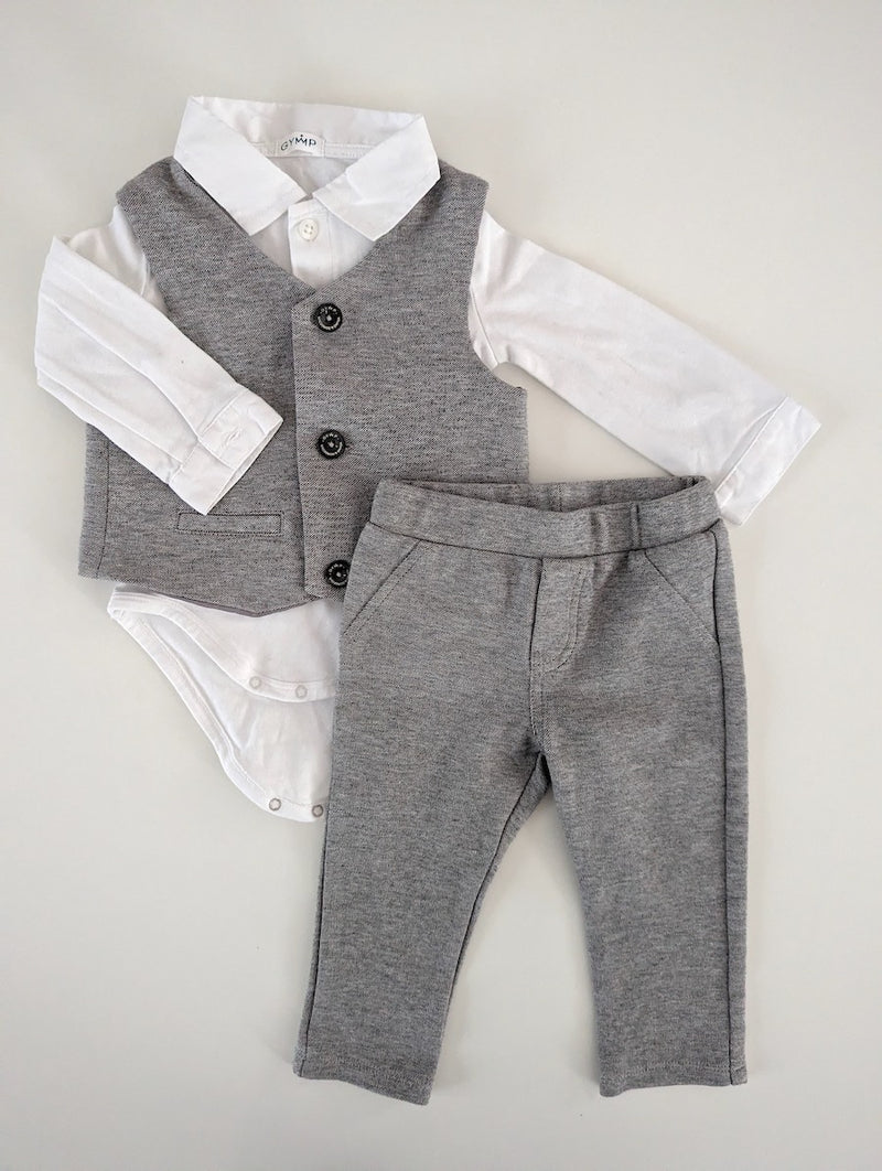 Festliches Outfit: Bodyhemd mit Weste und Hose - GYMP, Junge Gr.68/74