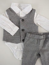 Festliches Outfit: Bodyhemd mit Weste und Hose - GYMP, Junge Gr.68/74