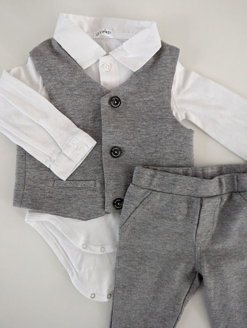 Festliches Outfit: Bodyhemd mit Weste und Hose - GYMP, Junge Gr.68/74