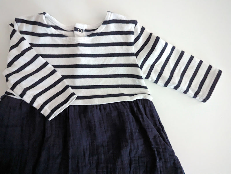 Kleid mit Musselinrock - Petit Bateau, Mädchen Gr.68/74