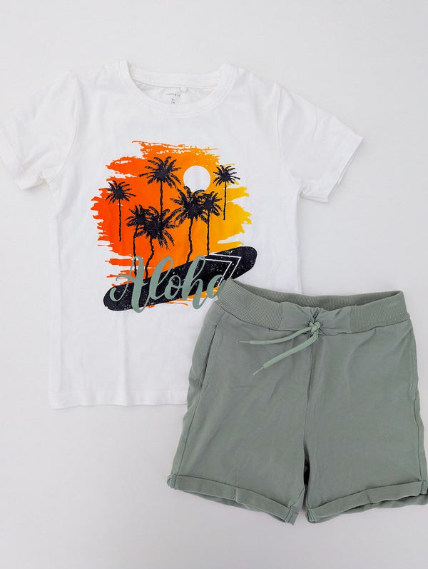 *Neuwertig* 2er Set Aloha, T-Shirt mit Shorts - Name it, Junge Gr.116