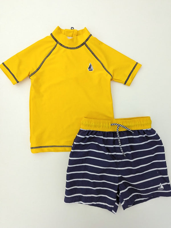 2er Set, UV-Shirt kurzarm + Badeshorts - Next, Junge Gr.92/98