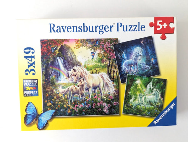 Puzzle 3x49, Schöne Einhörner - Ravensburger, Ab 5 Jahre