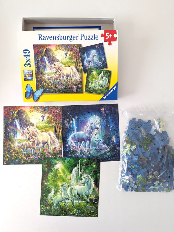 Puzzle 3x49, Schöne Einhörner - Ravensburger, Ab 5 Jahre