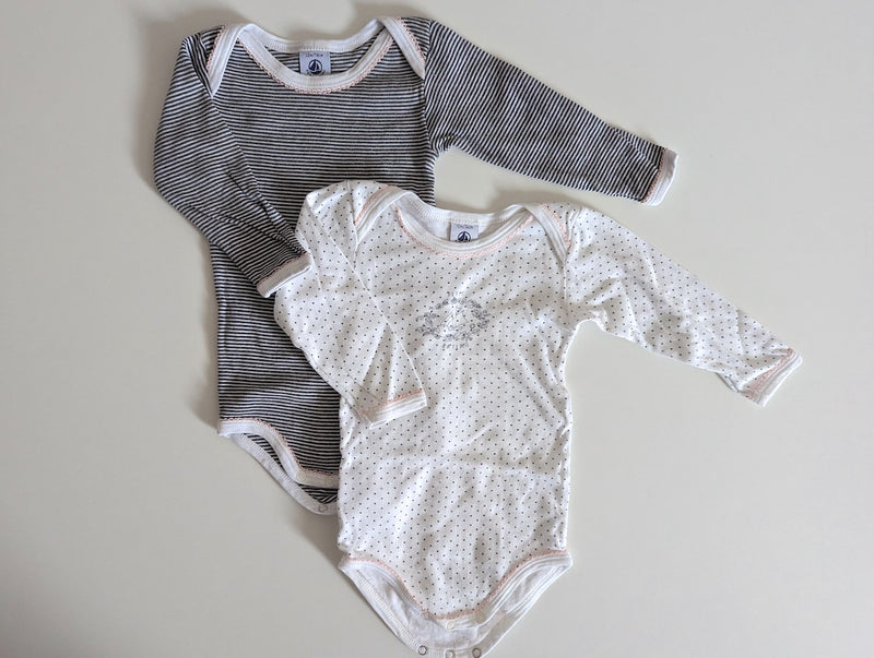 2er Set, Langarmbodys - Petit Bateau, Mädchen Gr.68