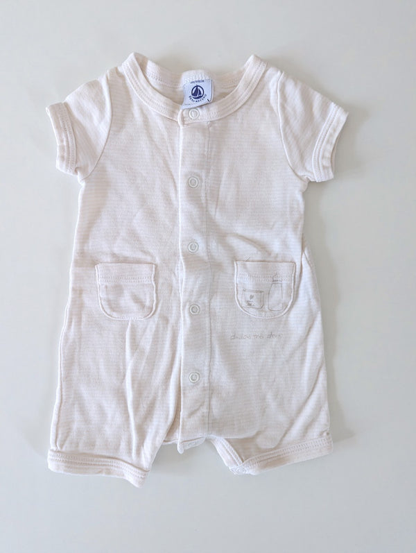 *Neuwertig* Kurzer Schlaf-Strampler - Petit Bateau, Unisex Gr.50/56