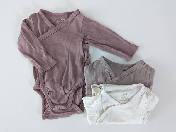 3er Pack, Wickelbody langarm - H&M, Mädchen Gr.56