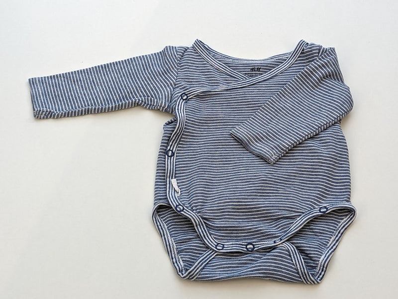 Wickelbody langarm gestreift - H&M, Gr.50/56