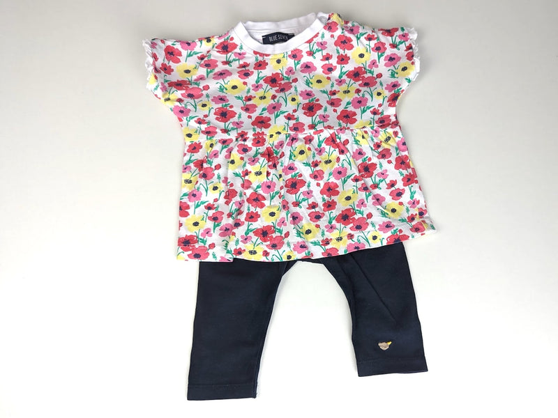 Frühjahr/Sommer Outfit: T-Shirt mit Blumen und Leggings - Blue Seven&Steiff, Gr.62
