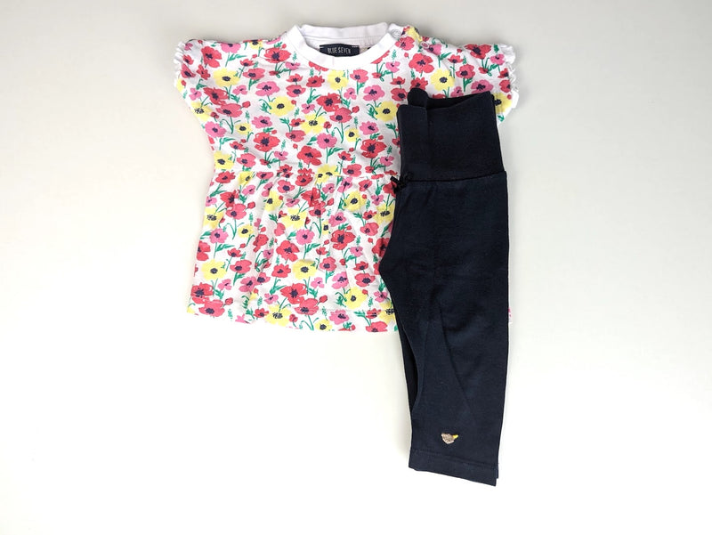 Frühjahr/Sommer Outfit: T-Shirt mit Blumen und Leggings - Blue Seven&Steiff, Gr.62