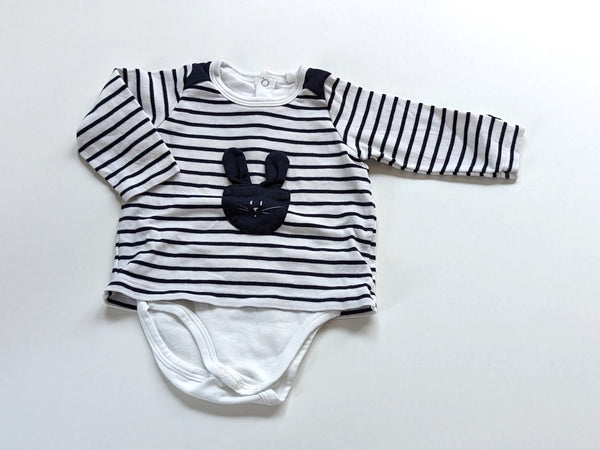 Langarmshirt Häschen mit integriertem Body- Petit Bateau, Gr.62