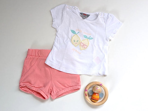 T-Shirt mit Zitronen und Shorts mit Greifling - Kanz&Haba, Mädchen Gr.62