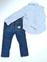 Hübsche Bluse mit Jeanshose - Ralph Lauren&Steiff, Mädchen Gr.86