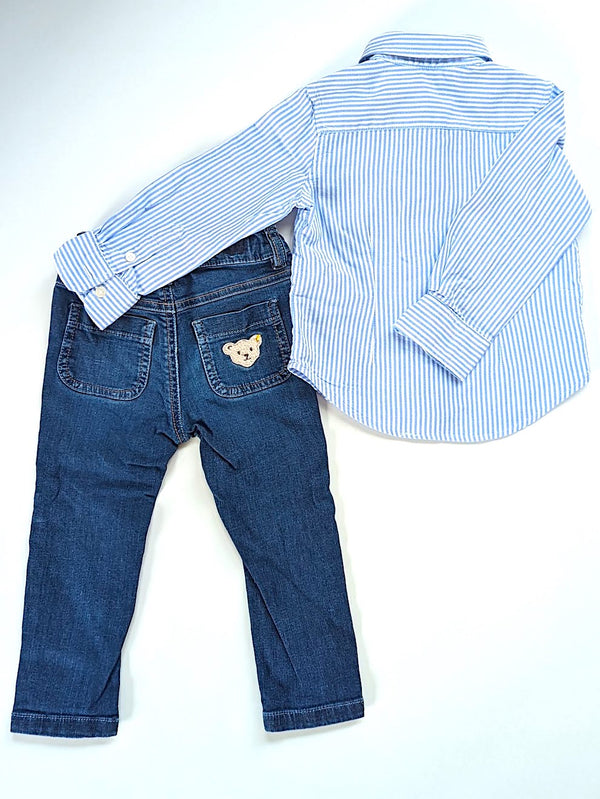 Hübsche Bluse mit Jeanshose - Ralph Lauren&Steiff, Mädchen Gr.86