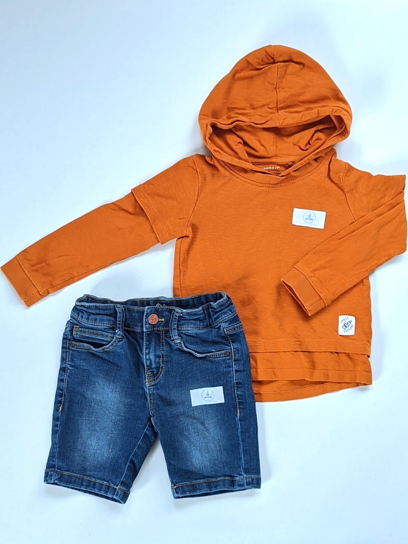 Frühjahr/Sommer: Langarmshirt mit kurzer Jeans -Name it&S.Oliver, Junge Gr.104
