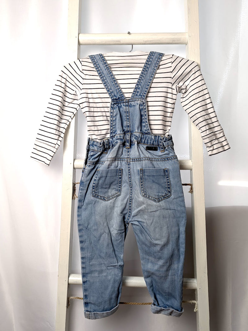 Latzhose mit gestreiften Shirt - mini mize, Gr.86