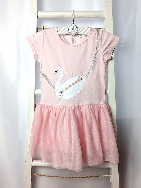 Kleid mit Tüllrock und Schwanenfamilie - Miss pom pom, Gr.104