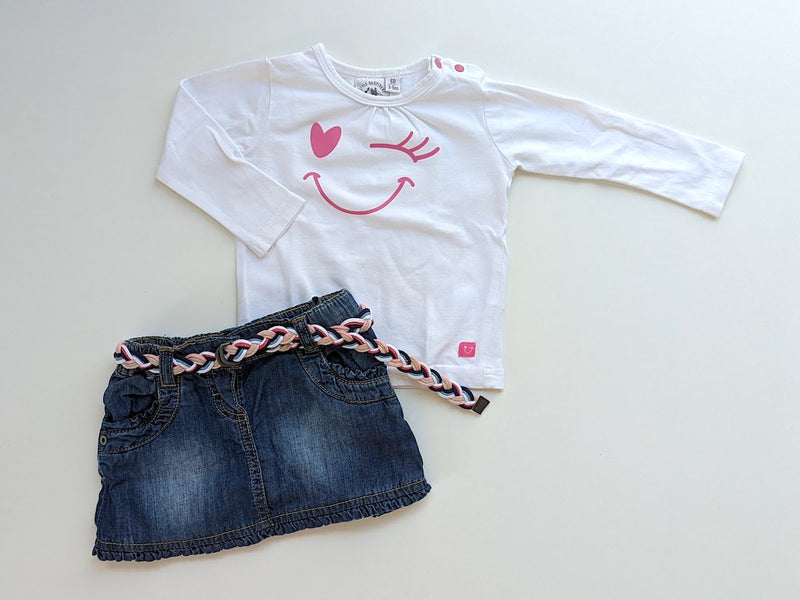 Langarmshirt *Zwinkern* mit Jeansrock - S.Oliver&Steiff, Mädchen Gr.68