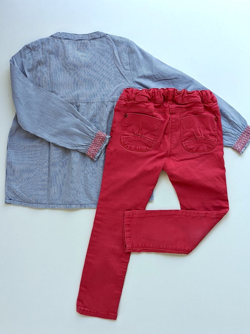 Dünne Bluse mit Applikationen und Hose -S.Oliver&Topolino, Mädchen Gr.104/110