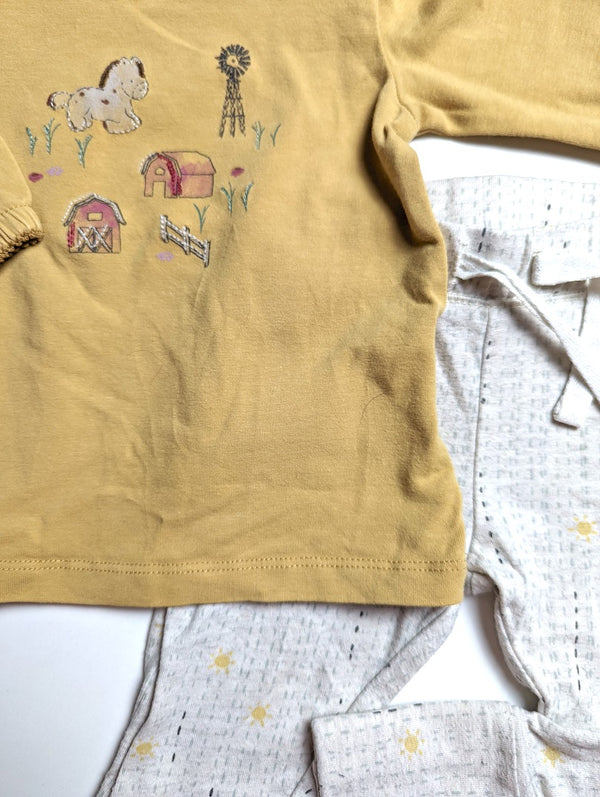 2er Set, Langarmshirt und Stoffhose mit Umschlagbündchen,  Ponyhof - Name it &  Noppies, Mädchen Gr.56