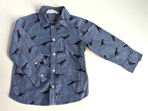 Schickes Freizeithemd mit Dinos - H&M, Junge Gr.92