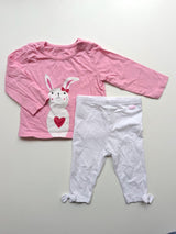 2er Set, Langarmshirt mit Hase & Stoffhose - Tom Tailor, Mädchen Gr.62/68