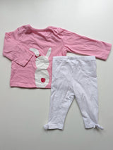 2er Set, Langarmshirt mit Hase & Stoffhose - Tom Tailor, Mädchen Gr.62/68