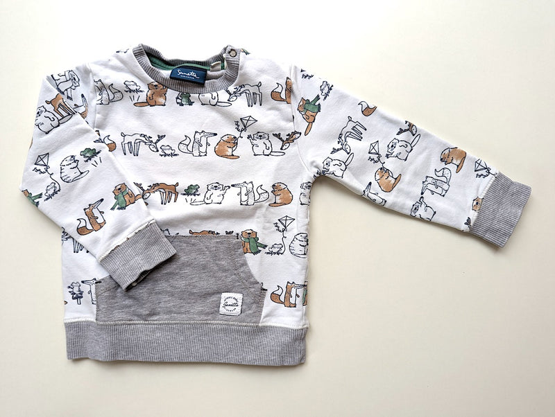 Warmes Sweatshirt, Tiere im Herbst - Sanetta, Junge Gr.80