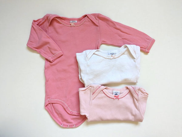 3er Set, Langarmbodys - Petit Bateau, Mädchen Gr.62