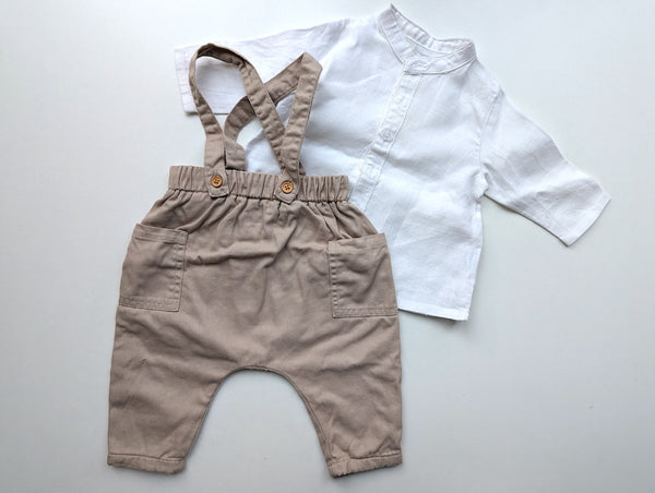 2er Set, Leinen-Hemd mit Latzhose - Boutchou, Junge Gr.62