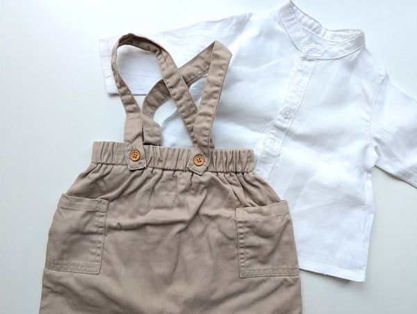 2er Set, Leinen-Hemd mit Latzhose - Boutchou, Junge Gr.62