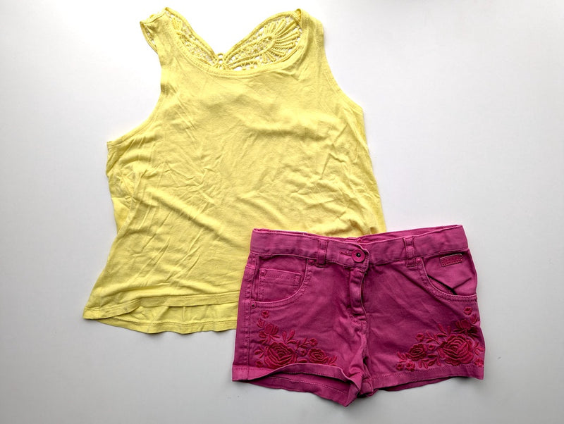 2er Set Schmetterling: Top mit Shorts - H&M & Boboli , Mädchen Gr.116/122