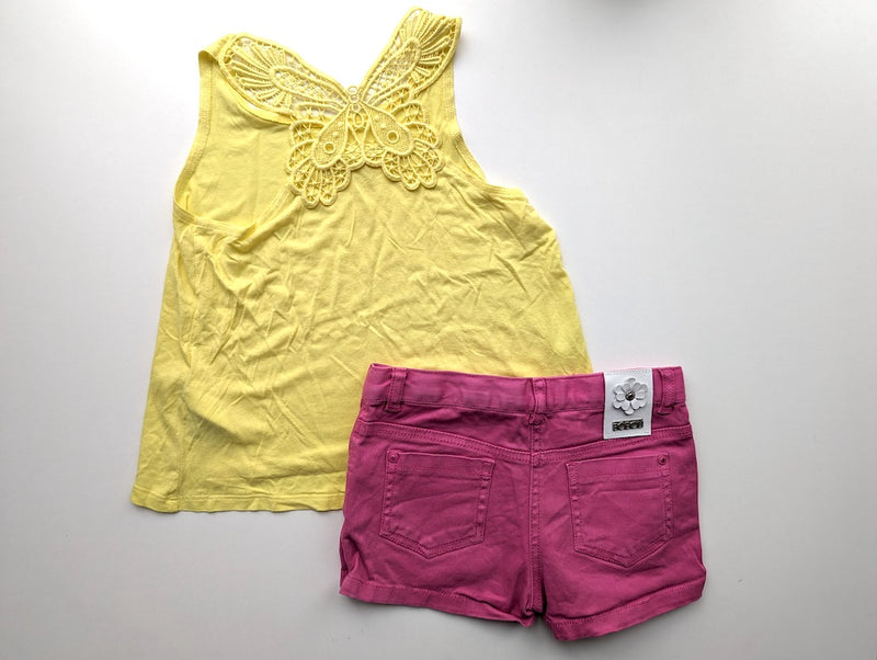 2er Set Schmetterling: Top mit Shorts - H&M & Boboli , Mädchen Gr.116/122