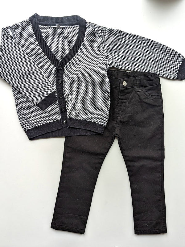2er Set Festlich: Strickjacke mit Hose -JBC & LC Waikiki , Junge Gr.92/98