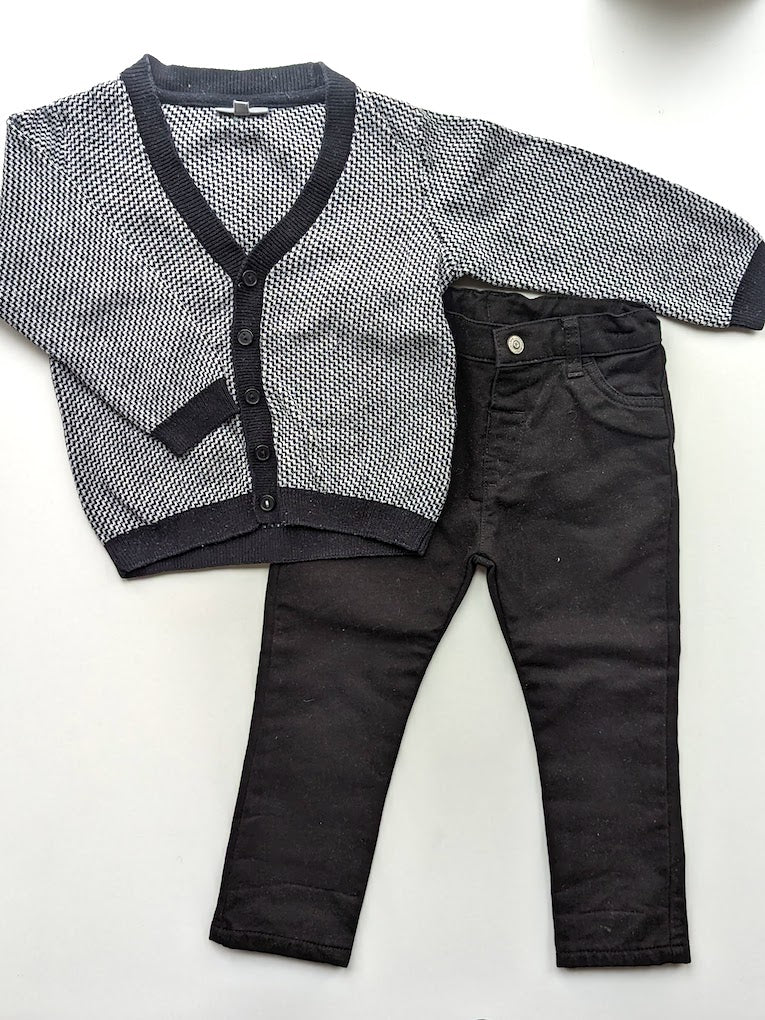2er Set Festlich: Strickjacke mit Hose -JBC & LC Waikiki , Junge Gr.92/98