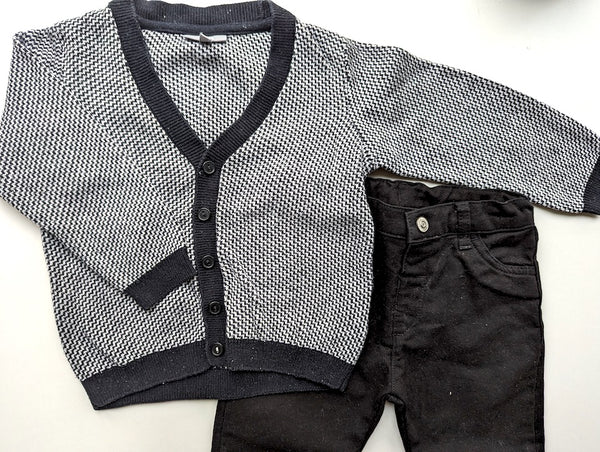 2er Set Festlich: Strickjacke mit Hose -JBC & LC Waikiki , Junge Gr.92/98