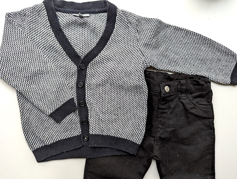 2er Set Festlich: Strickjacke mit Hose -JBC & LC Waikiki , Junge Gr.92/98