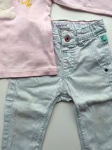 2er Set, Langarmshirt mit Hose - United Colors of Benetton & Babyface, Mädchen Gr.68