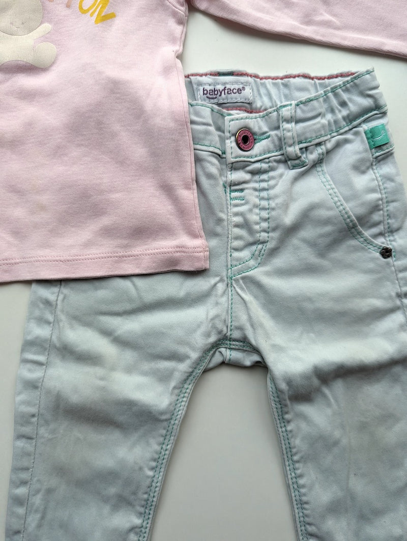 2er Set, Langarmshirt mit Hose - United Colors of Benetton & Babyface, Mädchen Gr.68